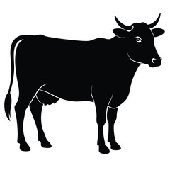 Female Cow Silhouette icon on white background