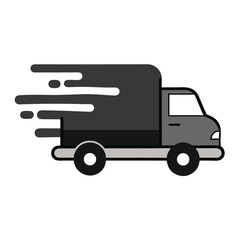 Fast Delivery courier service concept icon silhouette black and white on White background