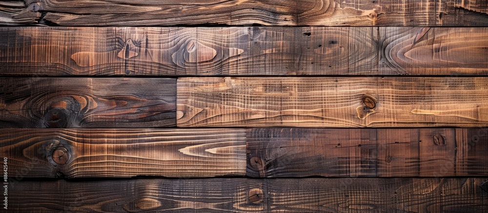 Poster Horizontal wooden planks forming a textured background with natural patterns providing copy space image for labels