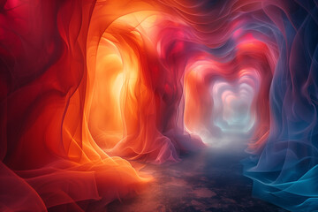 abstract background with lights visuals, tunnel flooded with  colored light
