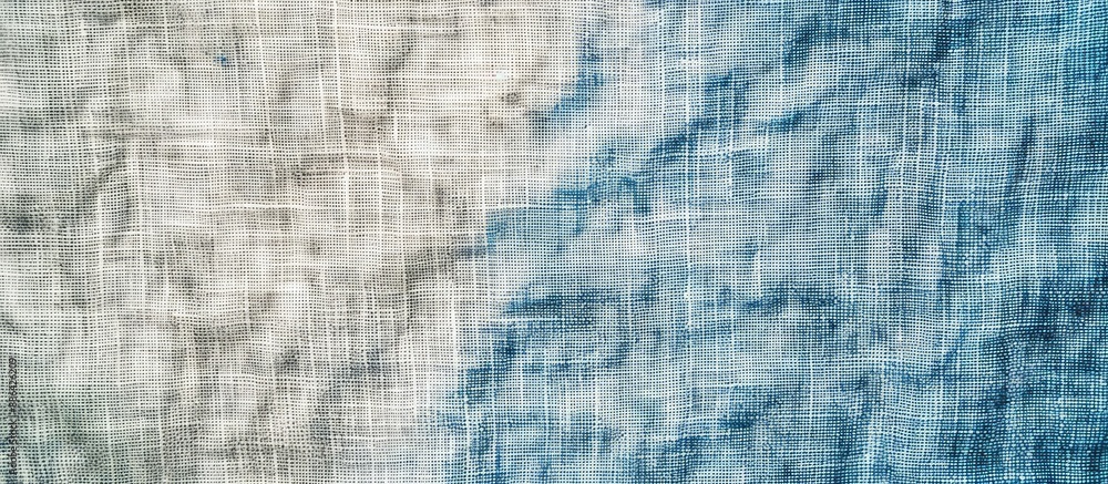 Poster blue and cream hand woven cotton fabric texture background with copy space image creating a textile 