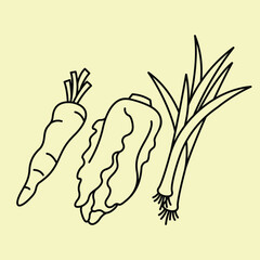 Cartoon Vegetable Vector Design. Vegetables food cute art outline