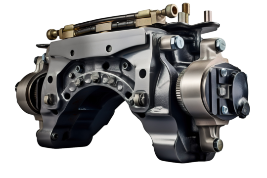 A Detailed View of an Automotive Engine Part on a White or Clear Surface PNG Transparent Background