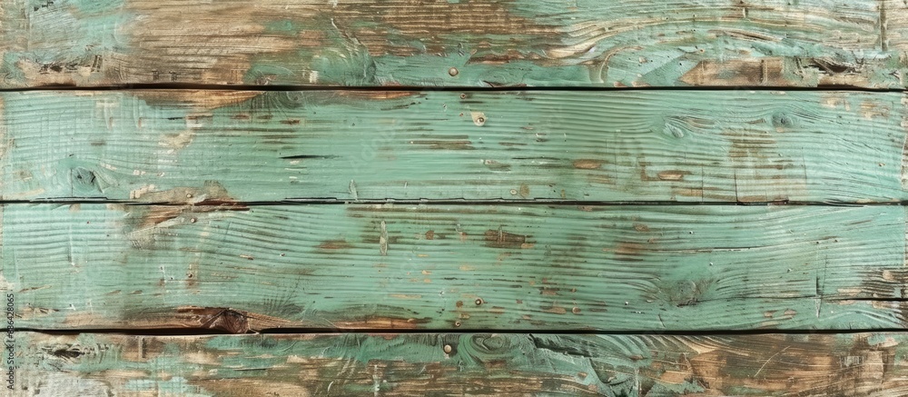 Poster old light green wood plate with a grunge texture ideal as a decorative background with copy space im