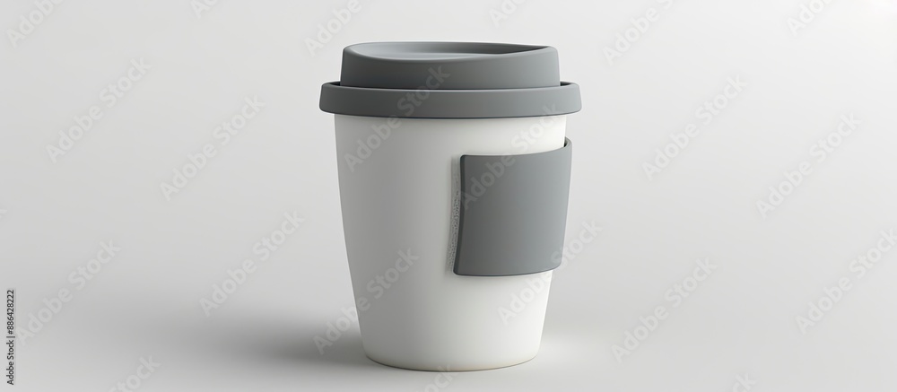 Aufkleber white cup mug with gray lid on white background isolation with copy space image available