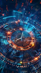 Abstract Innovative Internet Download and Upload Speed Test. Internet Connection Performance and Speed Test Software. Modern Software Design with Futuristic Time Concept on Digital Background. AI-Gene