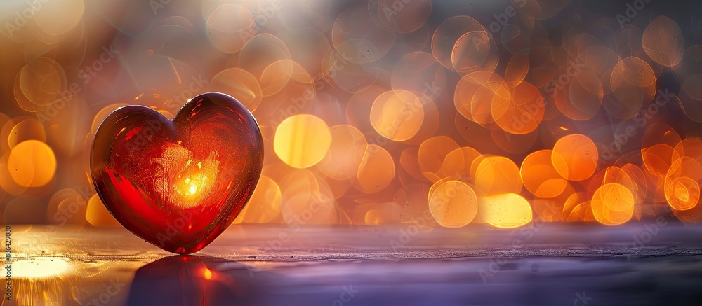 Poster heart and light in the background with copy space image