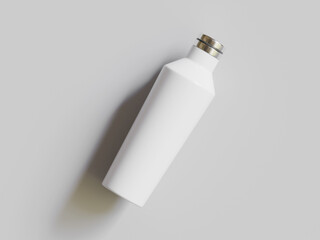 White reusable water bottle realistic texture illustration render on gray background