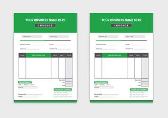 Modern professional invoice memo design template for business.