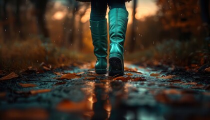 Ecoconscious fashionista in sustainable attire, walking in nature, a statement of style and environmental stewardship
