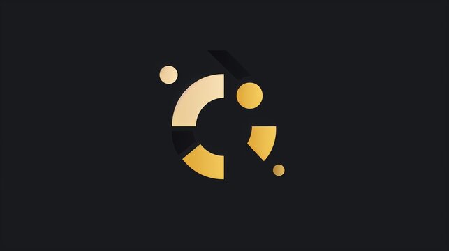 Abstract Yellow and Black Circular Logo Design on Dark Background