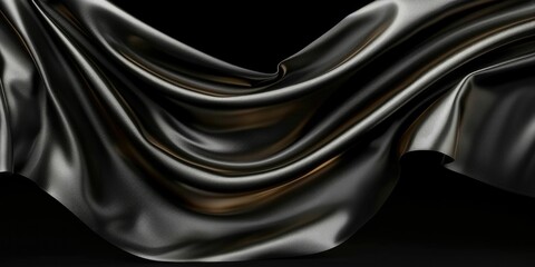 Fototapeta premium Abstract Draped Black Fabric With Golden Highlights