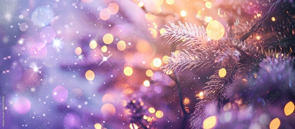 Poster christmas background with a soft focus featuring purple glittering lights texture perfect for a fest