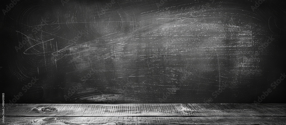Poster vintage school chalkboard background with black color and space for image insertion. with copy space