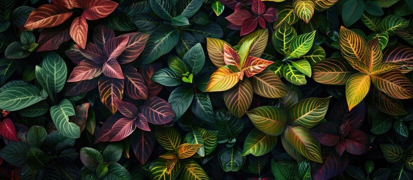 Kroton a favored garden decor plant is a diverse shrub with various leaf shapes and vibrant colors ideal for a copy space image