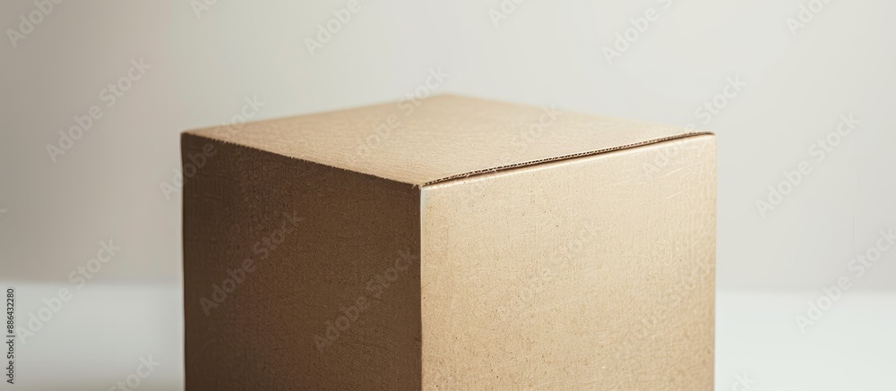Poster close up of a brown cardboard box against a white backdrop with copy space image available