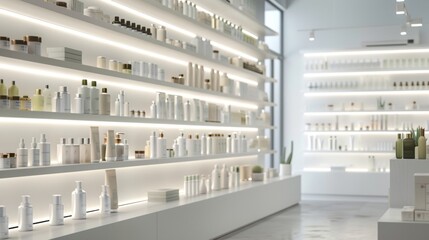 Minimalist White Shelves with Beauty Products
