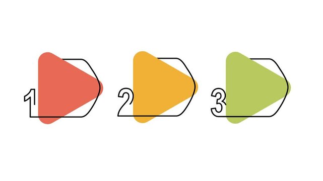 Business video infographics with multicolor triangle. animation visualization with 3 steps for diagram, flowchart, banner, presentations, web, content, levels, chart, graphic