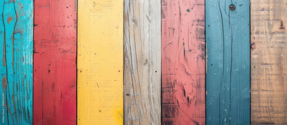 Aufkleber wooden background adorned with colored cardboard perfect for a copy space image