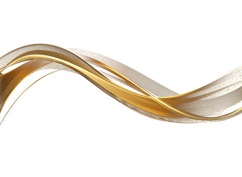 Abstract Gold Wave Design Element. Glowing Smooth Wavy Line