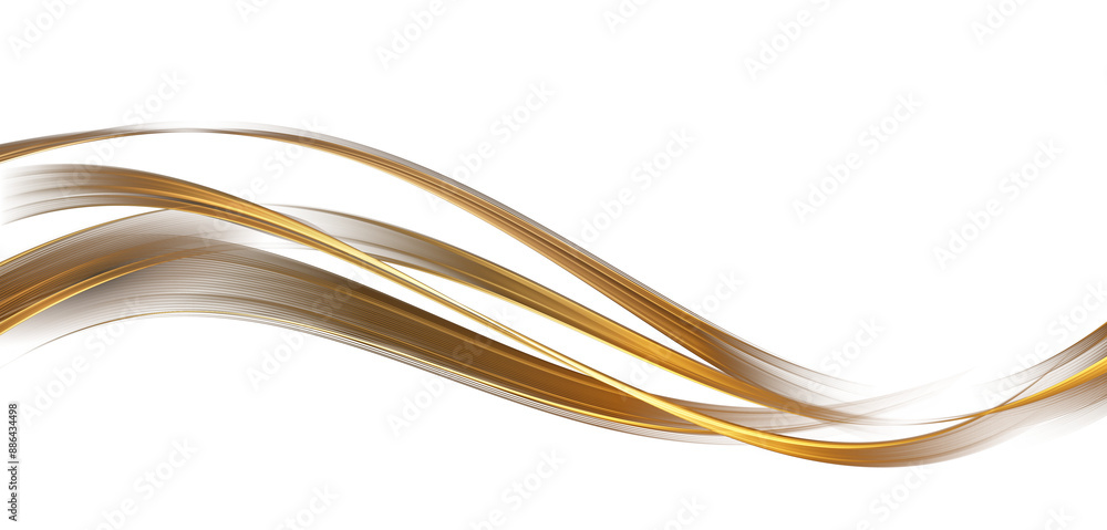 Poster abstract gold wave design element. glowing smooth wavy line