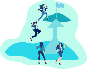 経営戦略を考えるビジネスウーマンのイラスト