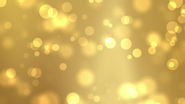 Fond de mouvement d&eacute;grad&eacute; jaune dor&eacute; avec d&eacute;coration abstraite de particules d&rsquo;or volantes avec mouvement doux, adapt&eacute; &agrave; la promotion de la publicit&eacute;, &agrave; l&rsquo;&eacute;ducation des couleurs et aux arts visuels ou