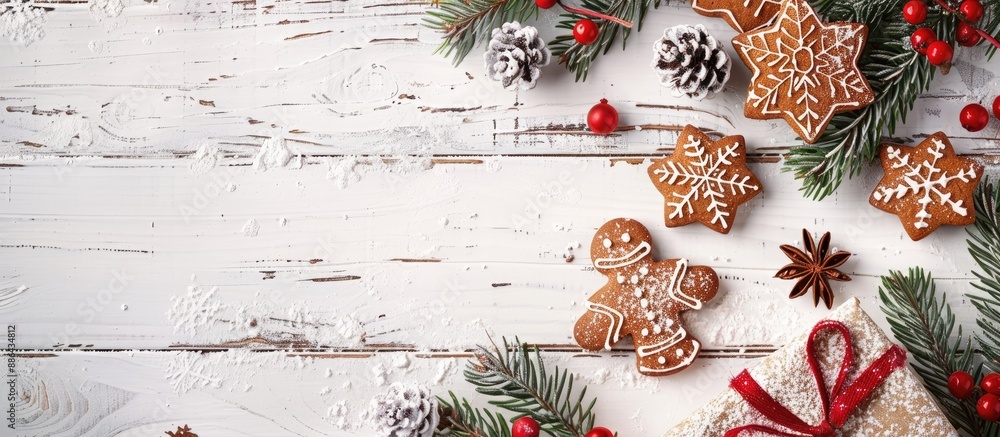 Poster capture the festive vibe with a top down view of a christmas and new year holiday scene featuring re