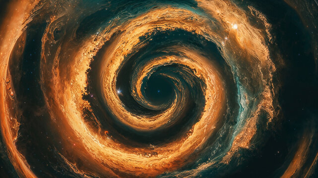 High-resolution image showcasing a cosmic vortex in a spiral galaxy with bright stars and nebulae, ideal for educational and scientific purposes