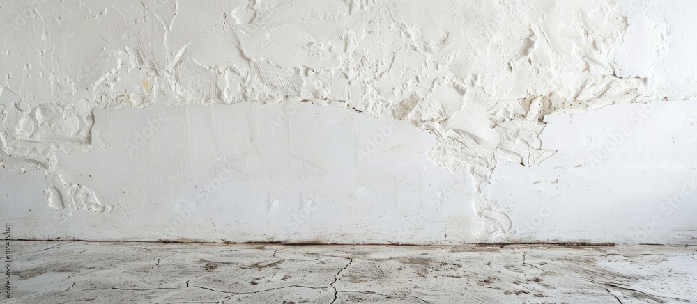 Poster Background featuring a smooth white painted concrete wall texture with space for adding images. with copy space image. Place for adding text or design