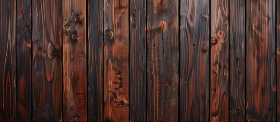 Naklejka premium Texture of rich dark brown wood panels providing a background for text with ample copy space image available