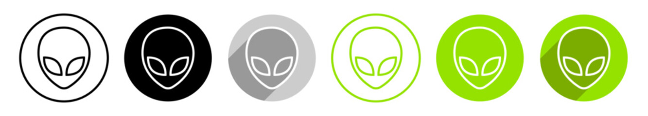 Alien Logo Kontur im Kreis verschiedene Varianten