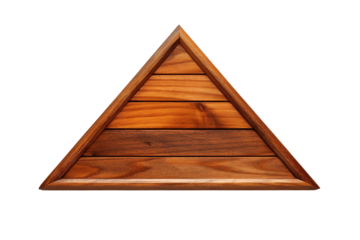A Triangular Wooden Tray With A Warm, Natural Finish on a White or Clear Surface PNG Transparent Background