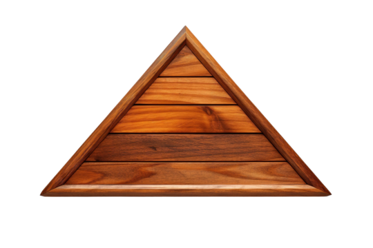 A Triangular Wooden Tray With A Warm, Natural Finish on a White or Clear Surface PNG Transparent Background