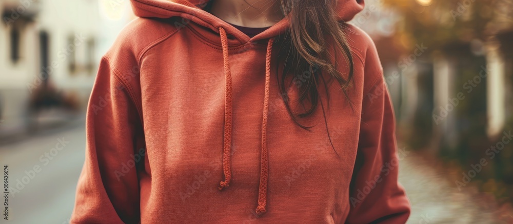 Aufkleber close up view of a trendy hoodie sweater with ample copy space image