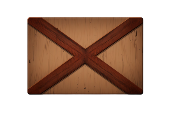 A Cross Of Wooden Stripes On An Old, Weathered Crate on a White or Clear Surface PNG Transparent Background