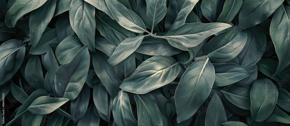 Poster a top down view showcasing detailed gray and green leaf fibers for a nature themed background with a