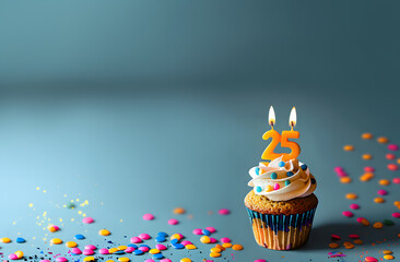 Birthday cupcake with number twenty-five candle