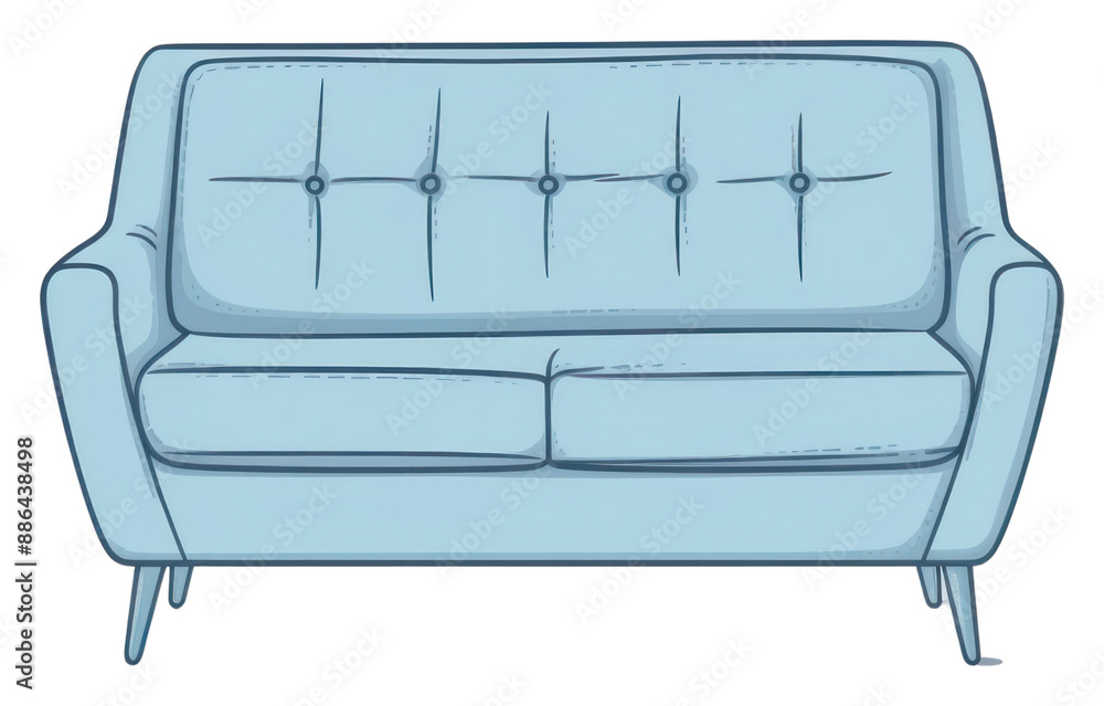 Sticker PNG A blue sofa icon furniture drawing chair.