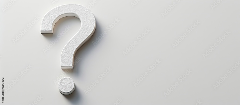 Fototapete Design featuring a question mark and a blank area for text on a white background. with copy space image. Place for adding text or design