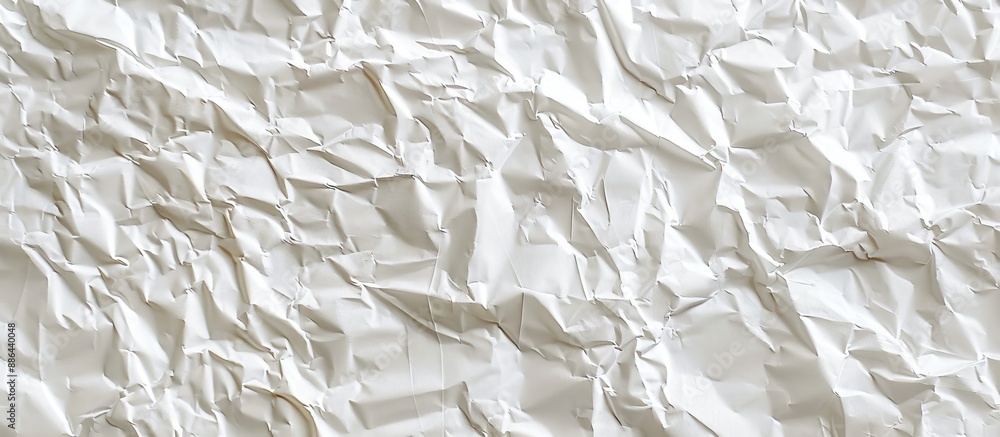 Poster A textured background of crumpled white paper with space for adding text or images ideal for embellishment or graphic layering. with copy space image. Place for adding text or design
