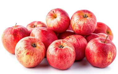 Stack of fresh apples isolated on white background.