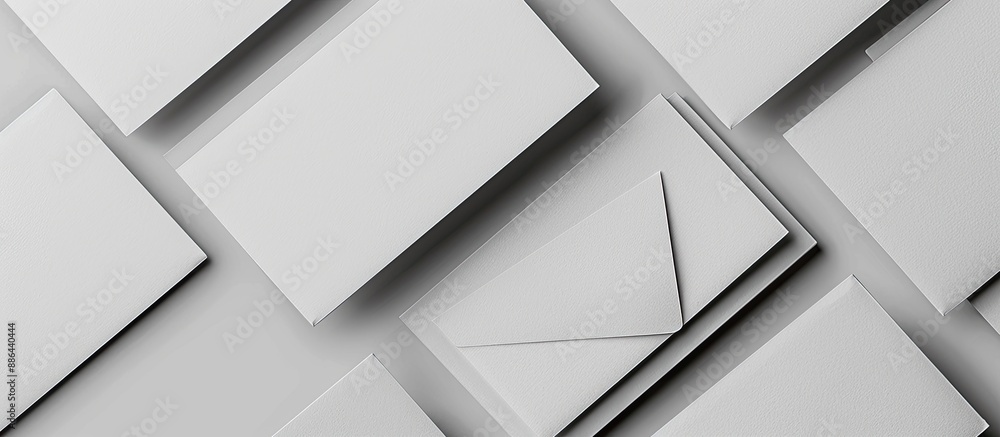 Poster grey background with blank business cards featuring copy space image
