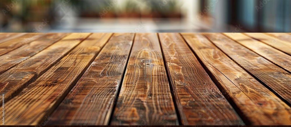 Aufkleber Utilize wooden table with textured surface as background in design or photography with copy space image