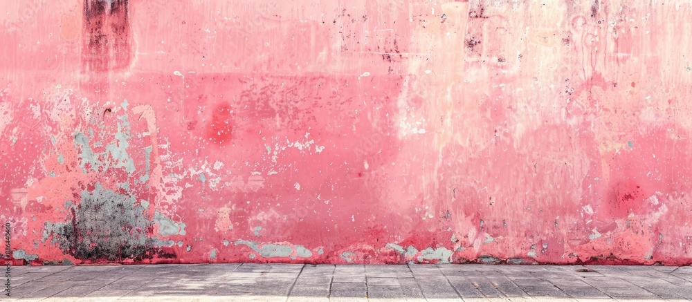 Poster grungy pink wall providing a vintage backdrop or texture with ample copy space image