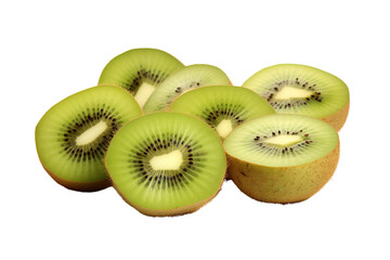 Fototapeta premium A Symphony of Green: Slices of Kiwi Fruit on a White Background on a White or Clear Surface PNG Transparent Background