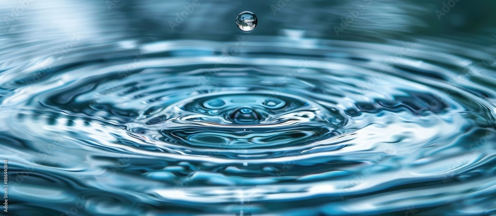 Poster water droplets falling causing ripples in the copy space image