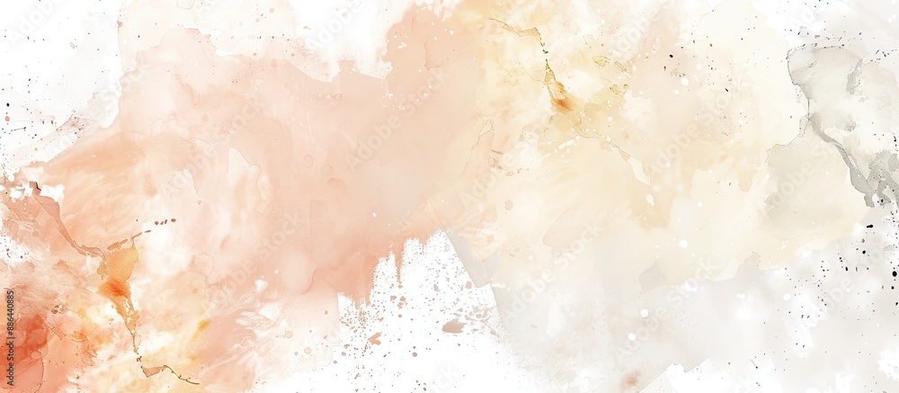 Aufkleber Pastel colored watercolor texture banner featuring an abstract beige and white painting background ideal for templates with space for images. with copy space image. Place for adding text or design