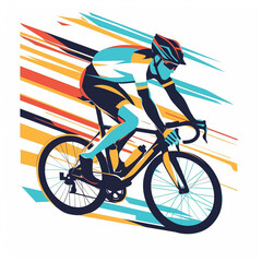 Fototapeta premium Cyclist in motion in flat design style 