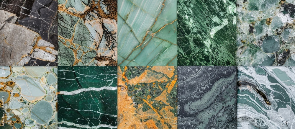 Leinwandbilder different green stones like marble granite and jade displaying a variety of textures ideal for desig